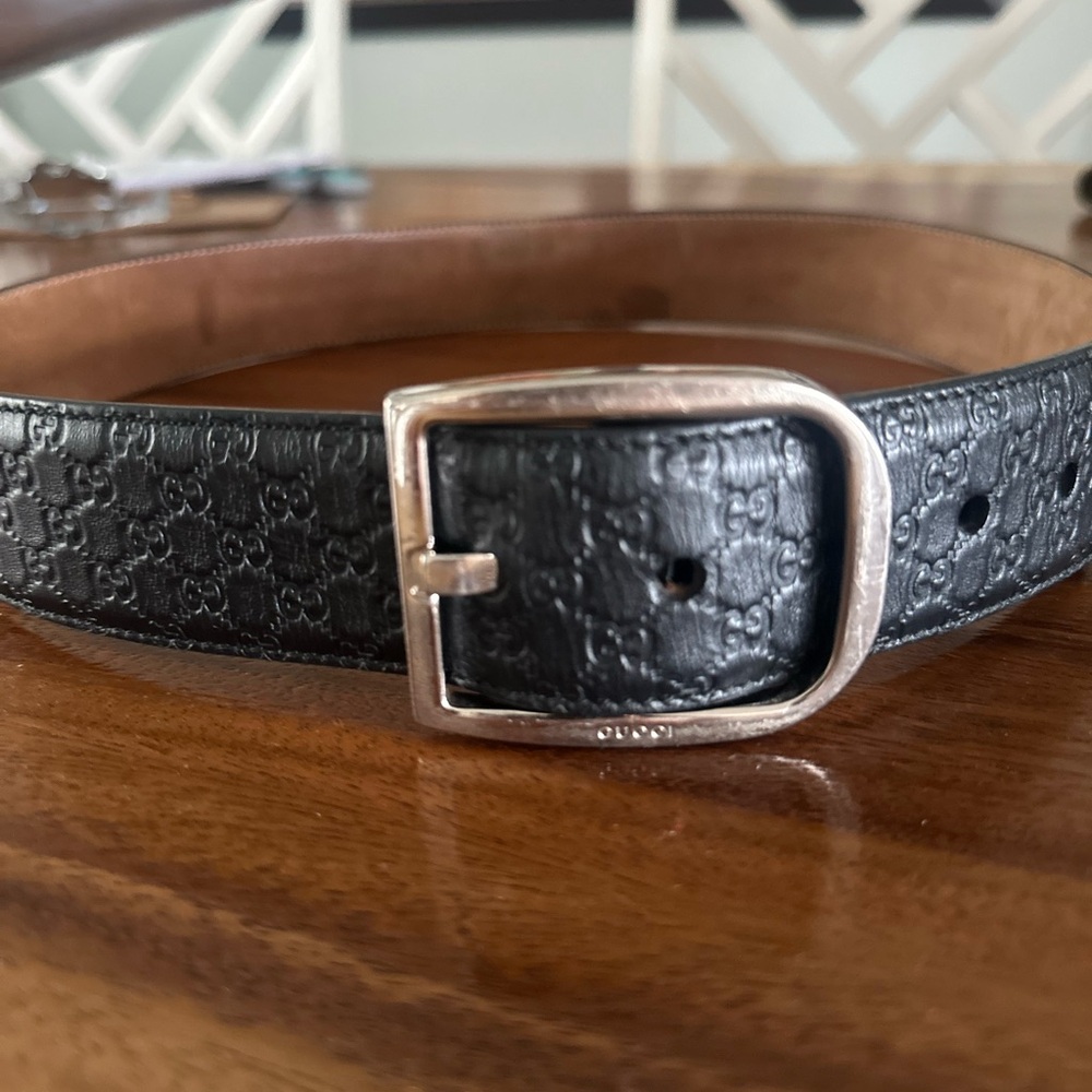 Gucci Guccissima Black Leather Belt - Picture 2 of 4
